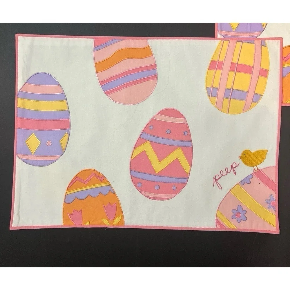 Easter Egg Placemats Blossoms & Blooms Pastel Peep Chicks‎ Fabric (4) 18